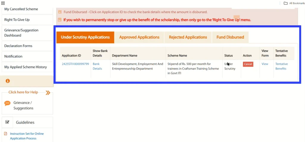 MahaDBT Scholarship Login 2025 | Profile |Application Status 9 MahaDBT under scrutiny scholarship application status