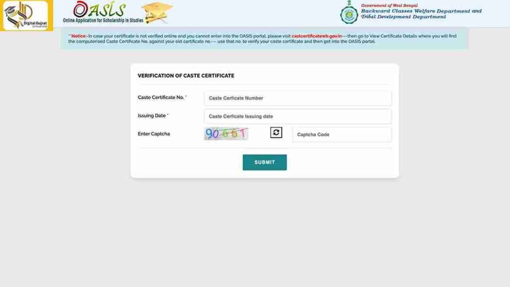 How to Apply Oasis Scholarship Online | Register | Guide 6 Verify Caste Certificate for Oasis Scholarship