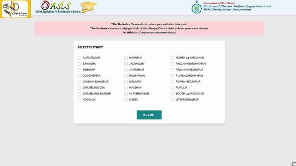 How to Apply Oasis Scholarship Online | Register | Guide 4 select-institute-location-for-oasis-renew-application